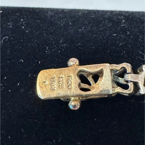 Vintage Gold Vermeil on Sterling Silver & Multicolored Gemstones Tennis Bracelet - Picture 3 of 4